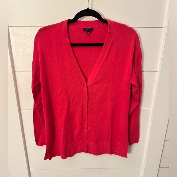Talbots Sweaters - TALBOTS Woman RED PINK button cotton long sleeve career casual cardigan MP
